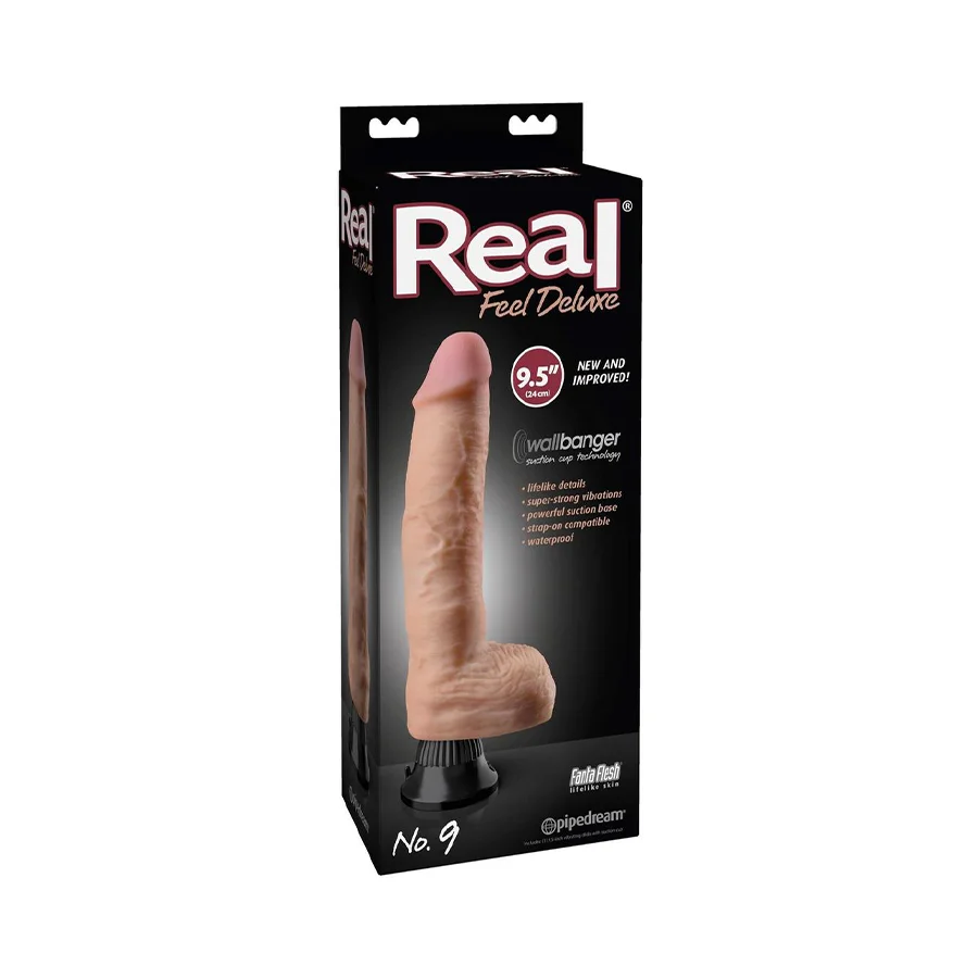 Real Feel Deluxe No. 9 Wallbanger Vibrating Dildo with Balls 9.5