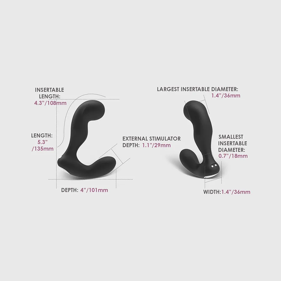 Svakom Iker Silicone Prostate & Perineum Vibrator - Dimensions