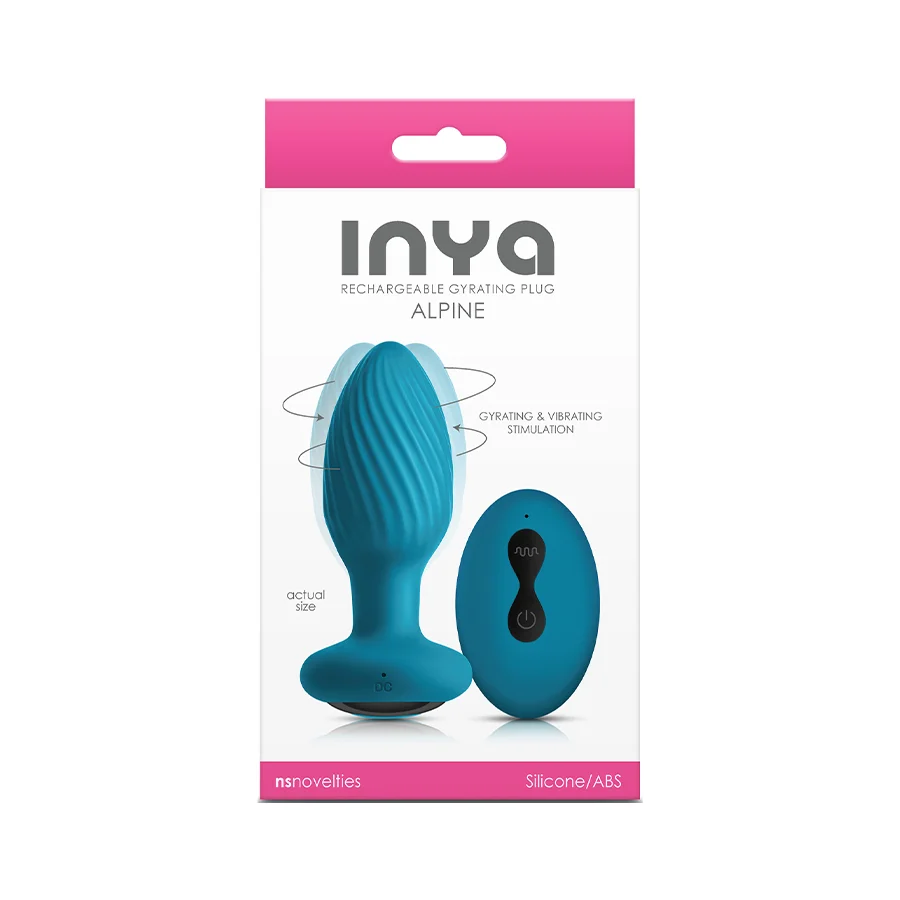 Inya Alpine Rechargeable Silicone Anal Plug with Remote Control - Teal